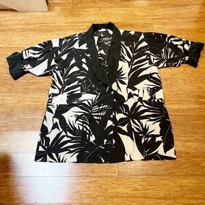 VTG Luxury Silk Black White Jacket by Genny Gianni Versace creative director. 2X